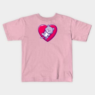 Cute Cat Sleeping On Love Pillow Cartoon Kids T-Shirt